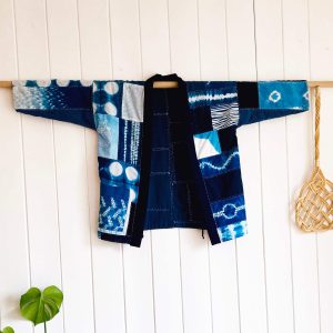 Veste Hanten en Shibori et broderie Sashiko