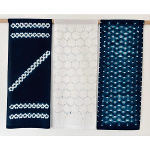 "Tryptique Tokushima" sur coton, teinture indigo Sukumo