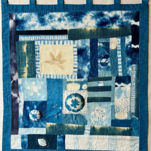 "Patchwork bleu", Shibori sur coton teint à l’indigo
