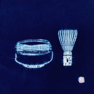 Shibori "Yu and me" sur coton, teinture indigo naturelle